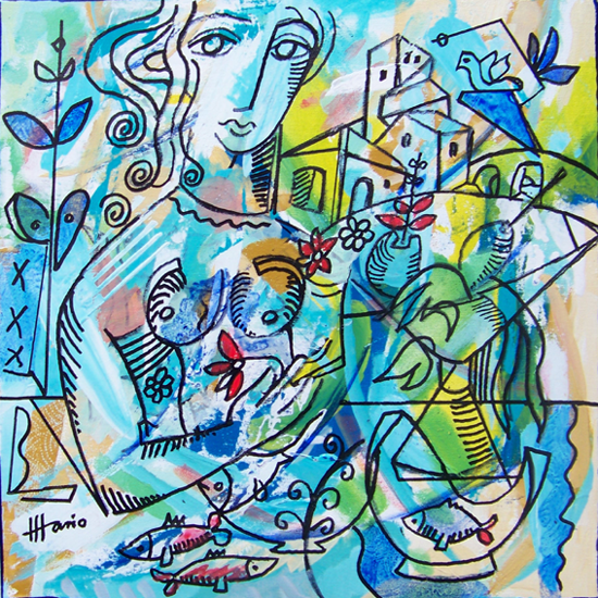 Fischh�ndlerin 80 * 80 cm Mario 2011